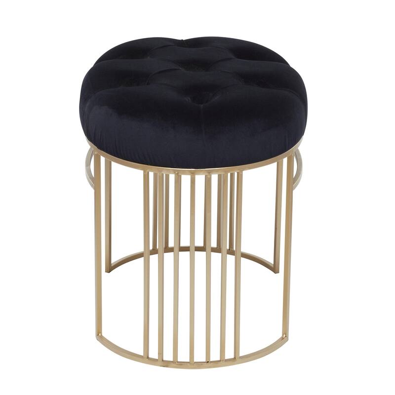 White, Black or Gray Velvet Tufted Home Bench with Gold Metal Legs