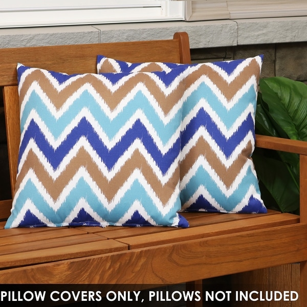 Sunnydaze 2 Square Outdoor Throw Pillow Covers 17 Inch Chevron