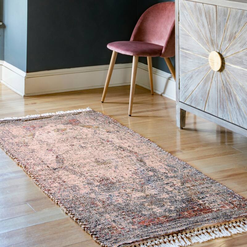 Nuloom Multi Handmade Traditional Boho Rustic Chic Medallion Tassel Frame Area Rug