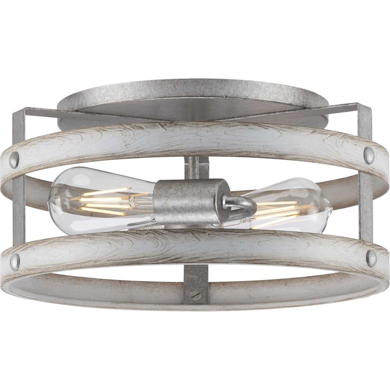 Progress Lighting Gulliver 2 Light 14" Wide Outdoor Semi-Flush Drum