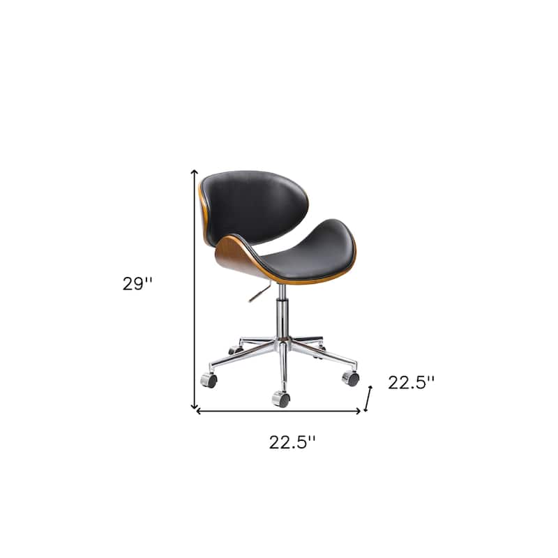 Brown Black and Silver Adjustable Height Swivel Rolling Office Chair