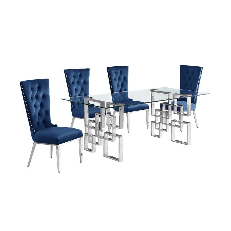 Best Quality Furniture D221/2-SC330-7 Dining Set with 12mm Tempered Glass