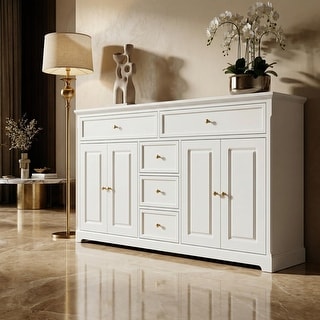 Combo Dresser Chest Storage Cabinet Buffet Sideboard White/Black/Grey 59" Buffet Cabinet Sideboard, Multi-Use Console Table