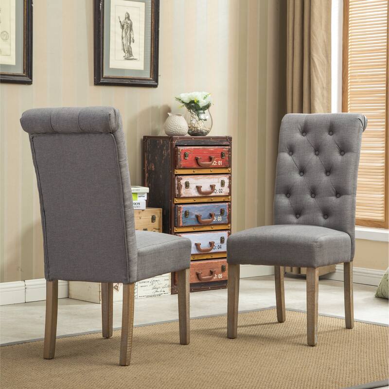 Roundhill Amonia 5-piece Dining Set, Turned-Leg Dining Table with 4 Tufted Chairs