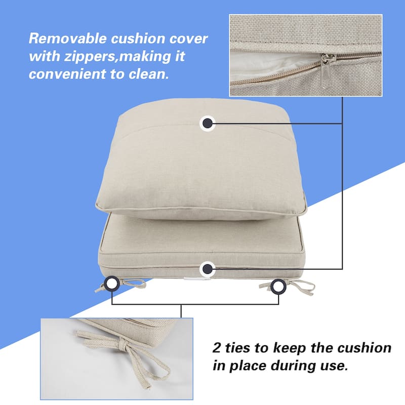 24 x 22 in. 2-Piece Deep Seating Outdoor Lounge Chair Cushions