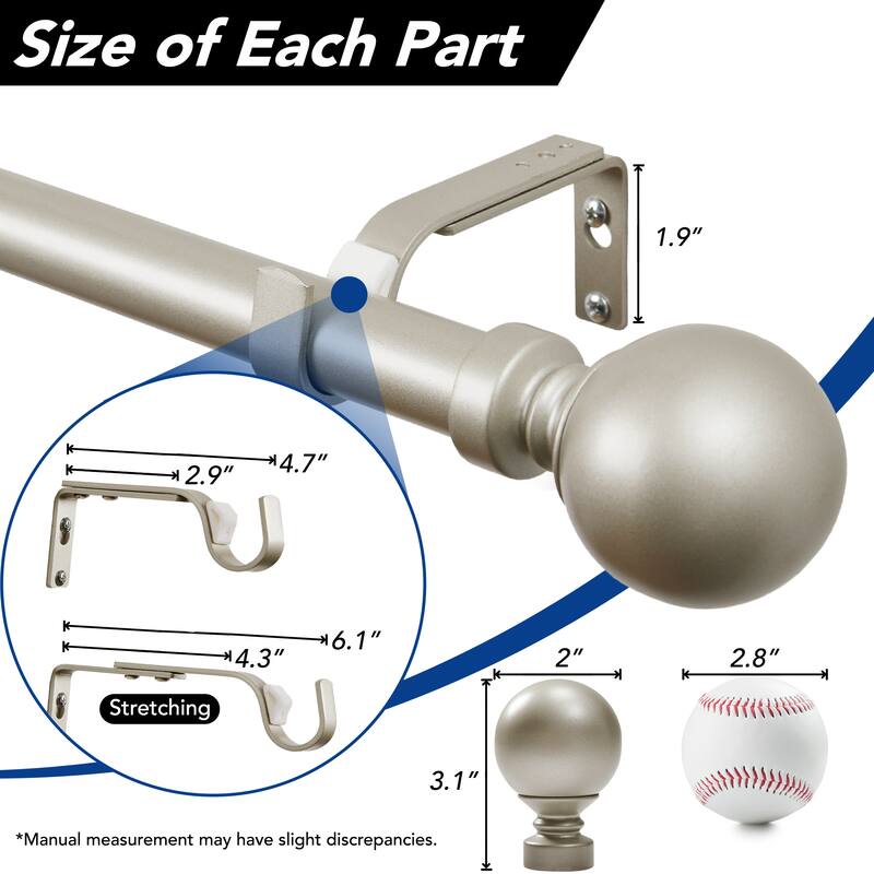 Deconovo 1 Inch Window Curtain Rod