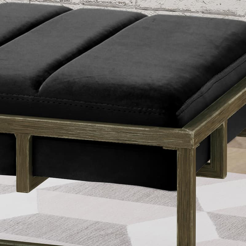 Roomfitters Upholstered Ottoman Bench with Metal Frame and Suede Cushion Seat
