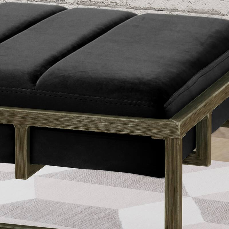 Upholstered Metal Ottoman Bench, Brown