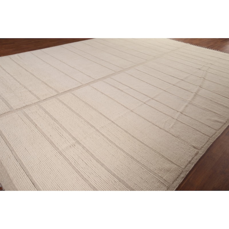 Ivory Moroccan Oriental Large Area Rug Handmade Wool Carpet - 12'1"x 15'11"