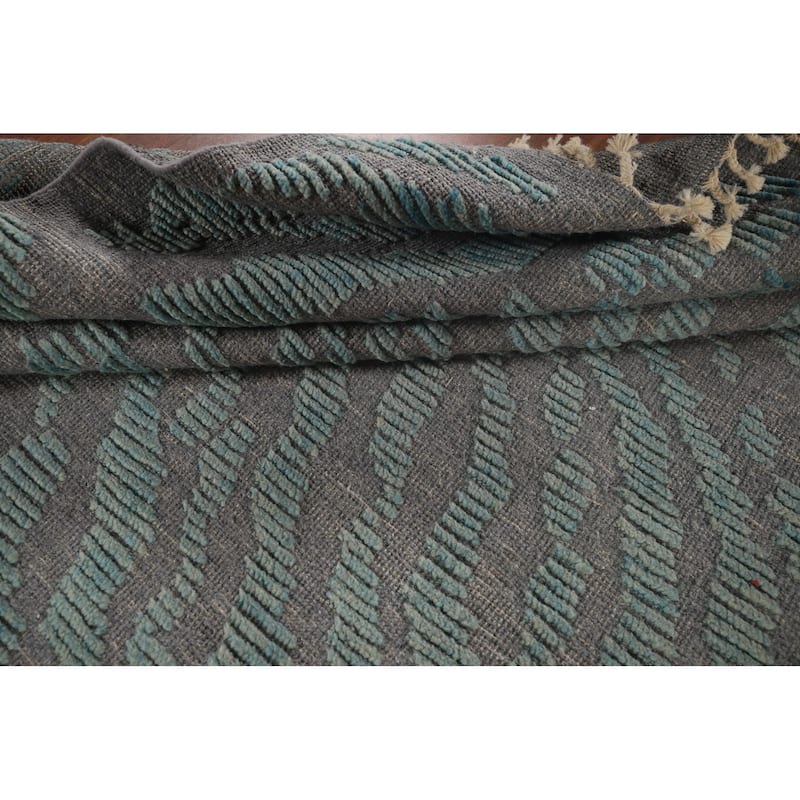All-Over Abstract Moroccan Area Rug Hand-Knotted Wool Carpet - 9'9"x 12'4"