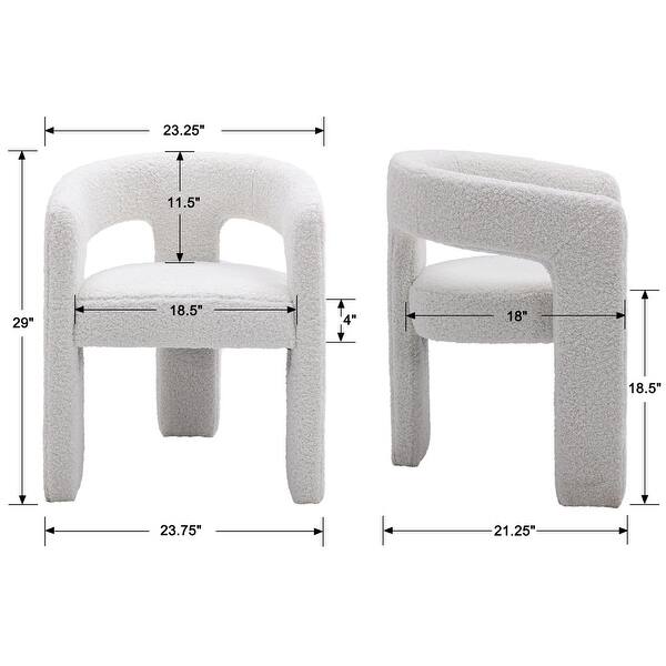 Modern Barrel Dining Chairs, Boucle Upholstered Armchair, Accent Side Chair