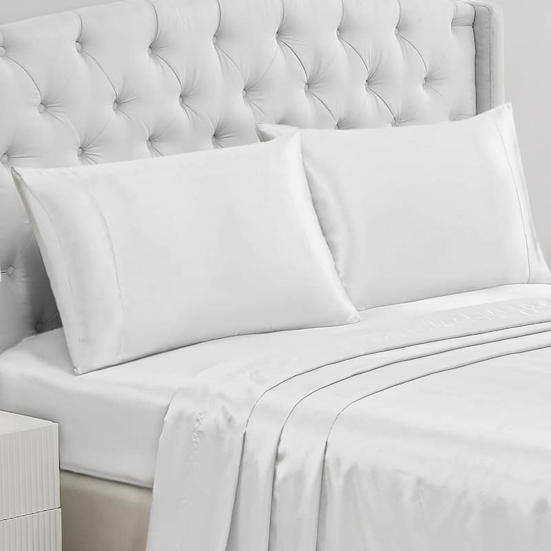 Juicy Couture Silky Satin Pillow Cases - White - Queen
