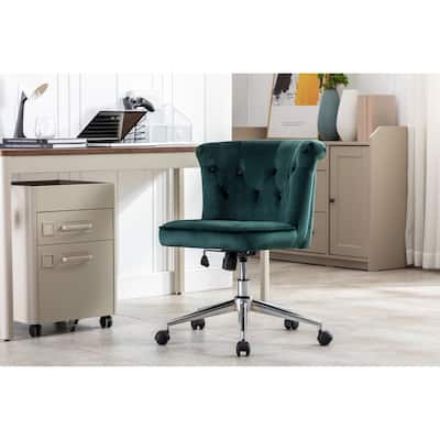 Porthos Home Quoba Tufted Velvet Office Chair, Castors and Footers Both Included