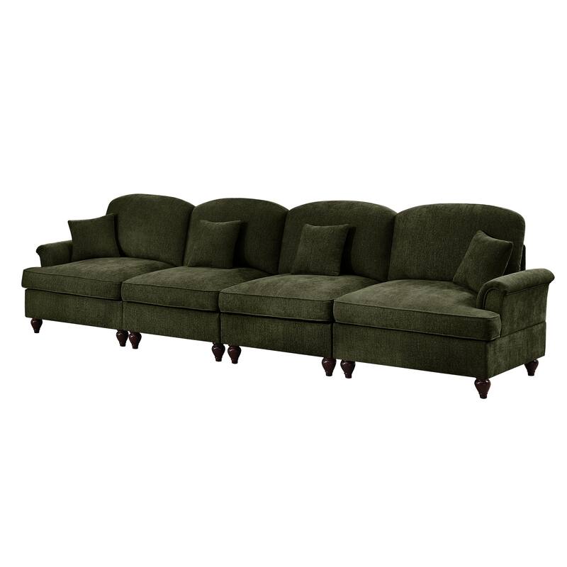 GDFStudio - Elegant Mid Century 4-Seater 137.8" Chenille Sofa with Flared Arms
