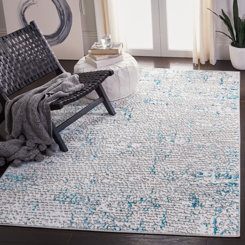 SAFAVIEH Amelia Valvi Modern Abstract Rug - 5'5" x 7'7" - Grey/Turquoise