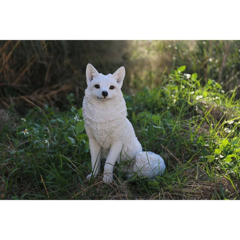 19.25" Snow Fox Outdoor Garden Statue
