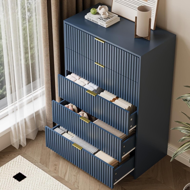 5 Drawer Dresser, 32 Inch Wide Chest with Gold Handles for Bedroom Living Room - Overstock - 43298032 5 Drawer Dresser, 32 Inch Wide Chest with Gold Handles for Bedroom Living Room - Overstock - 43298032