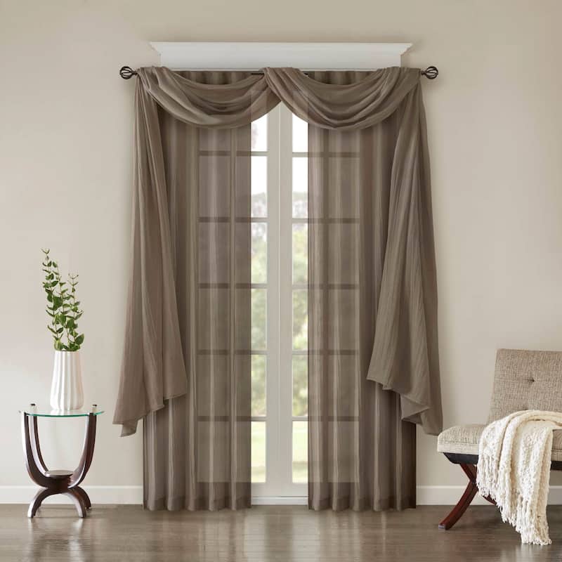 Madison Park Kaylee Solid Crushed Sheer Window Curtain Pair