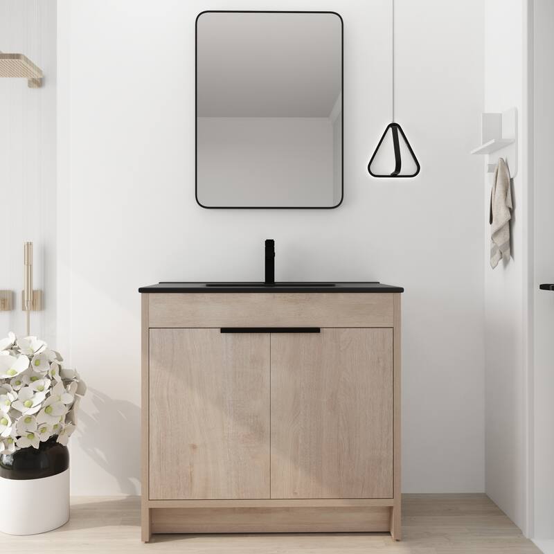 BNK 24/30/36 inch Freestanding Single Sink Bathroom Vanity with Soft Close Door and 1 adjustable shelf