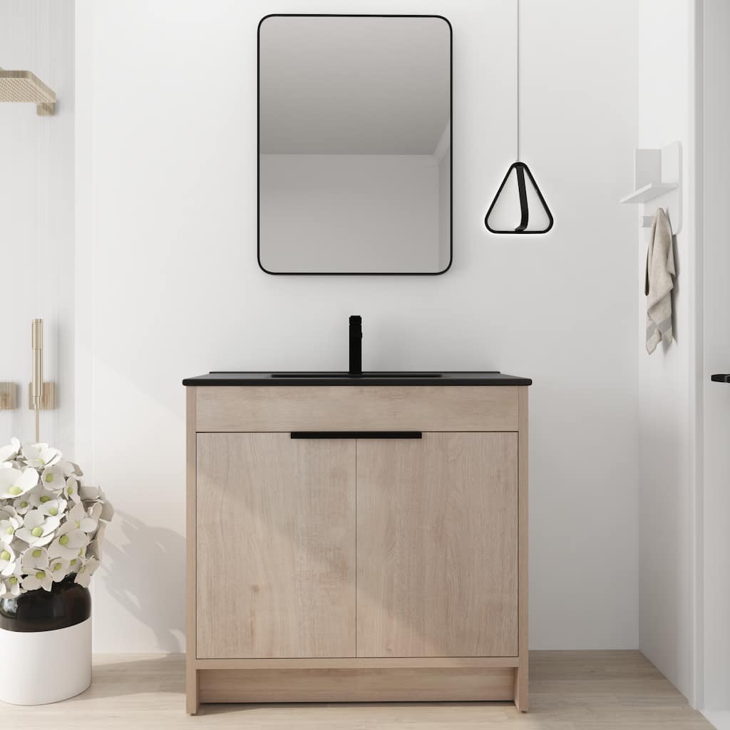 BNK 24/30/36 inch Freestanding Single Sink Bathroom Vanity with Soft Close Door and 1 adjustable shelf