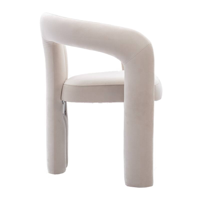 Set of 2 Beige Velvet Fabric Upholstered Armchair Dining Chair Barrel Side Chairs Accent Chair for Living Room Bedroom Kitchen