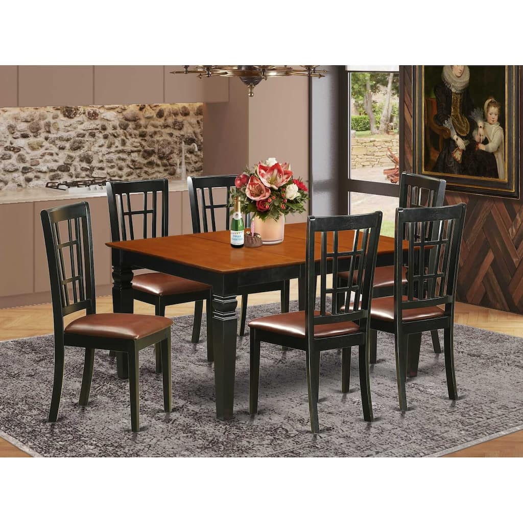 Rustic Ranch Dining Set - Kitchen Table & Chairs - 7 Piece Wood Set