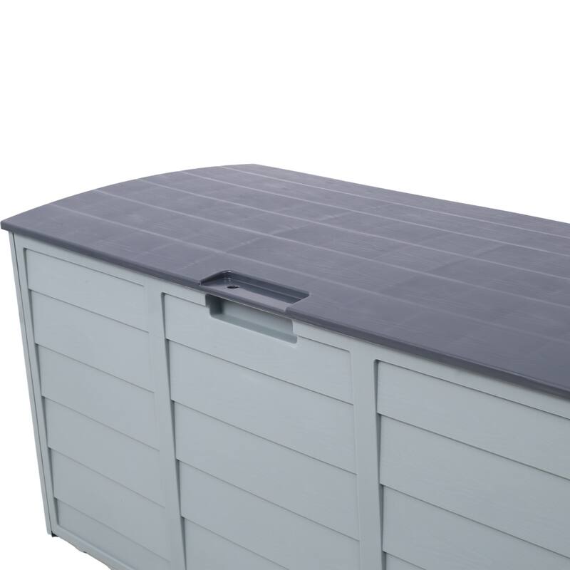Grey Compact Wheeled Storage Deck Box with 4 Wheels and Weatherproof for Garage and Poolside Garden​​