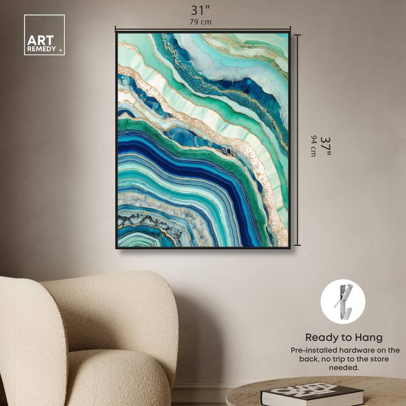 Blue Green Abstract Agate II Canvas by Art Remedy
