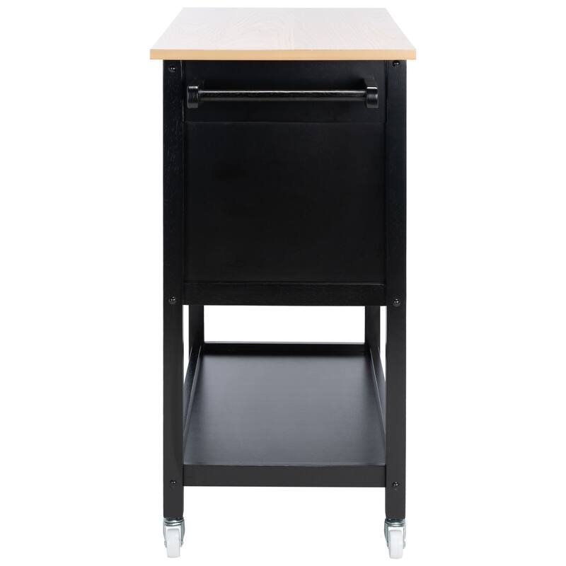 SAFAVIEH Daley 1-Drawer 2-Shelf Kitchen Bar Cart with Wheels - 39"W x 18"D x 36"H