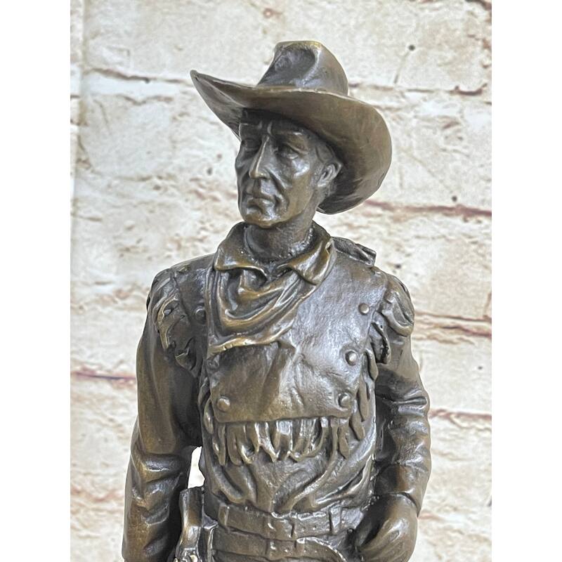 Clic Cowboy By Milo Bronze Sculpture Statue Original Marble Base Figurine Art