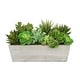 preview thumbnail 4 of 10, Faux Succulent Garden in Wood Washed Ledge Planter Light Gray