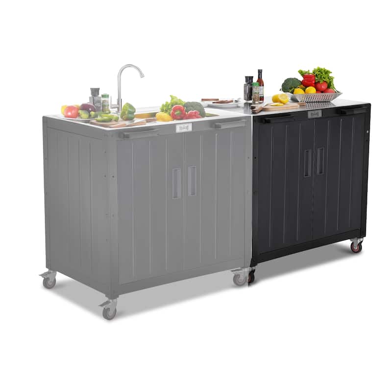 Feasto KT2435C 304 Stainless Steel Table Food Prep Grill Cart Table with Storage Cabinet