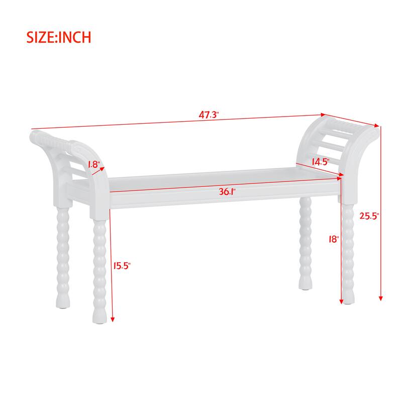 Elegant Retro Style Bench with Turned Legs