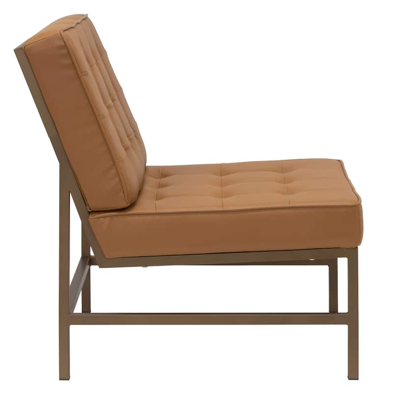 Studio Designs Home Ashlar Metal and Tufted Blended Leather Armless Accent Chair