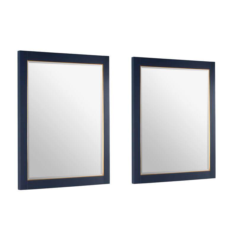 32 in H Bathroom Rectangular Solid Wood Framed Wall Vanity Mirror On