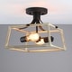 preview thumbnail 2 of 9, 12.6 in. 2-Light Black and Wood Farmhouse Open Cage Semi-Flush Mount Ceiling Light - 12.6"W