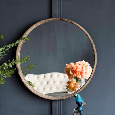 Round Wall Mounted Wood Mirror