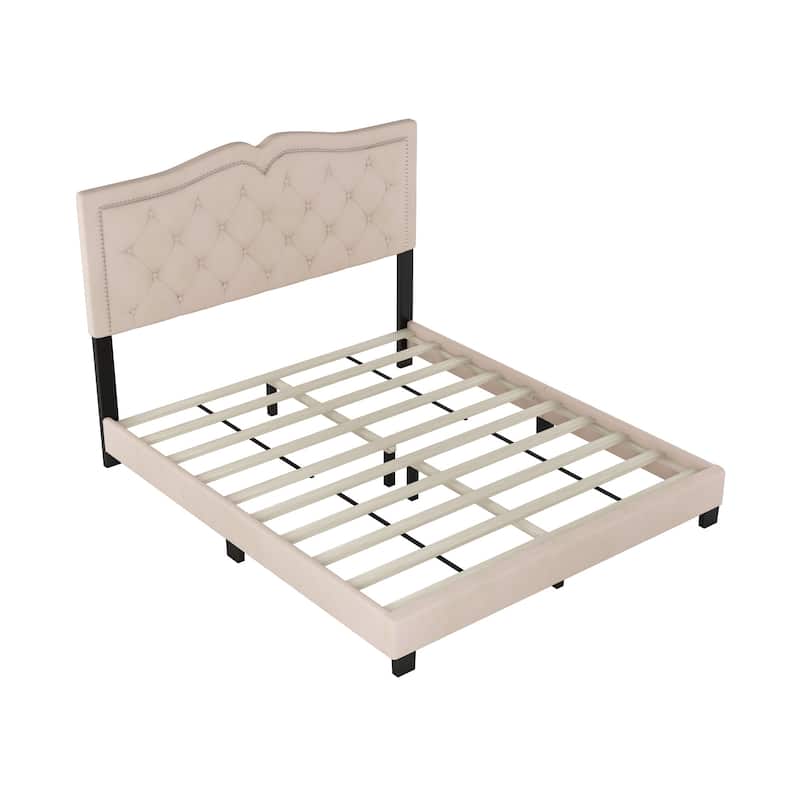 Elegant Design Upholstered Platform Bed Frame with Headboard