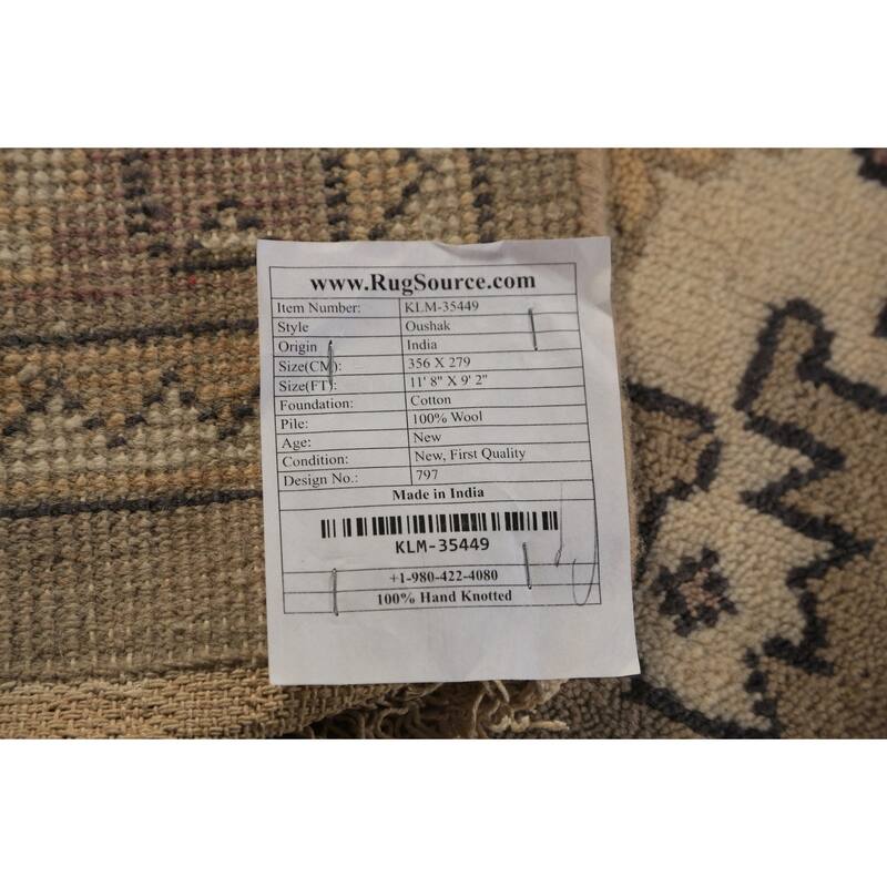 Brown Transitional Oushak Indian Area Rug Handmade Wool Carpet - 9'2"x 11'8"