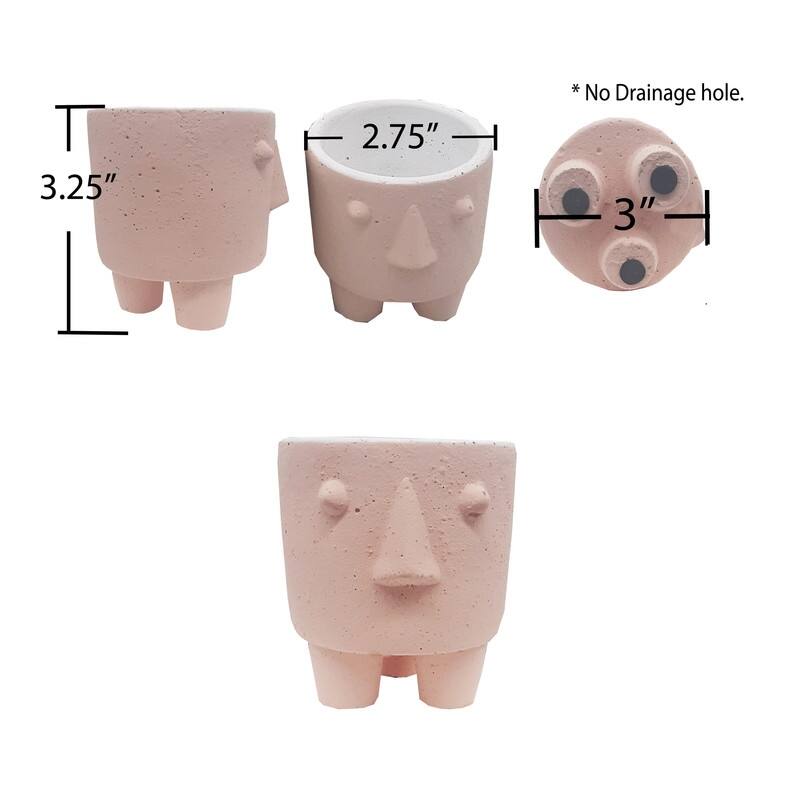 Modern Cement Decorative Human Face Planter Set