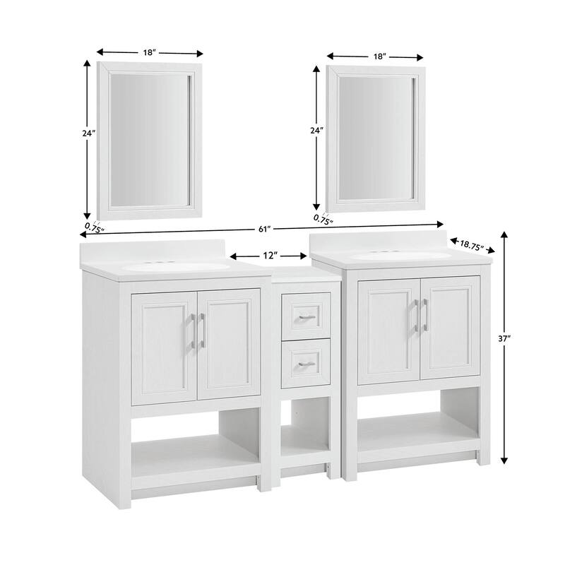 Blakely Double Vanity with Mirror and 12-inch Cabinet