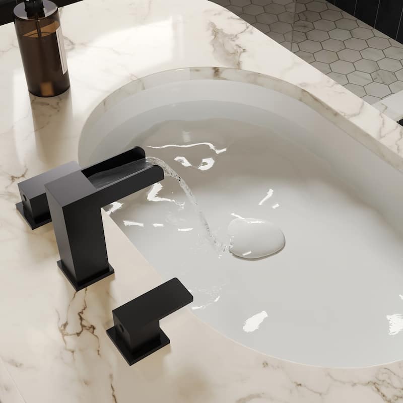 GRANDJOY 4" Waterfall Sink Faucet 3-Hole Stainless Steel Bathroom Faucet