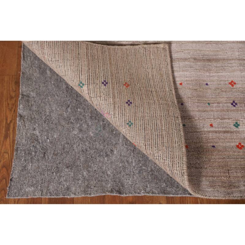 Gabbeh Oriental Area Rug Hand-Knotted Brown Wool Carpet - 7'9"x 9'7"