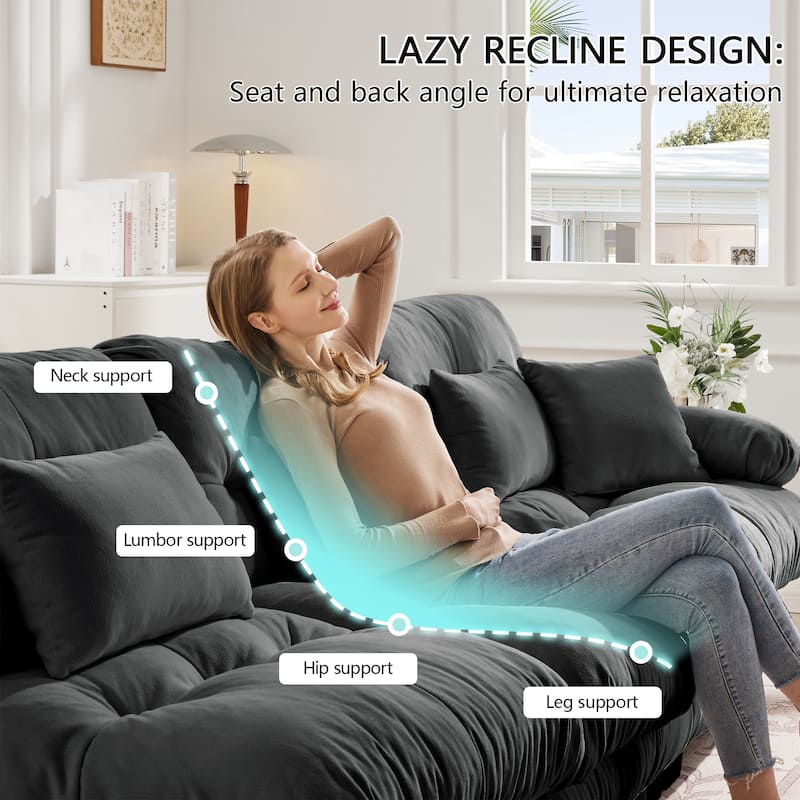 133.8" 3 Seater Modular Sofa, Oversized Upholstered Sectional Couches for Living Room, Chenille Fabric Couch Set with Ottoman