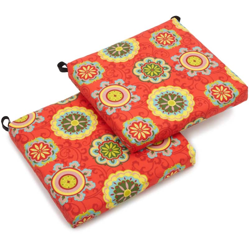 20-inch by 19-inch Indoor/Outdoor Chair Cushions (Set of 2) - 20 x 19 - Farrington Terrace Grenadine