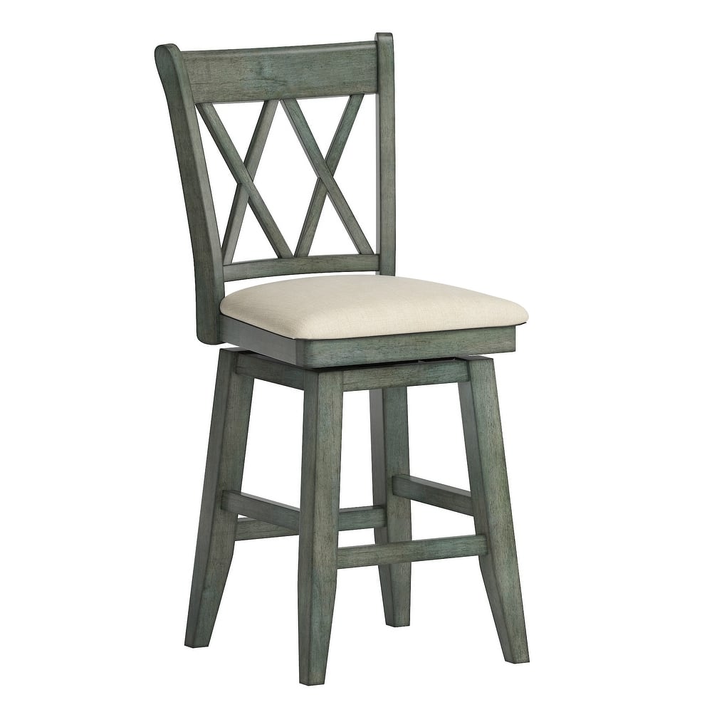 Eleanor Double X Back Wood Swivel Bar Stool by iNSPIRE Q Classic