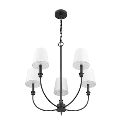 Prominence Home Billet 5-Light Chandelier with Fabric Shades