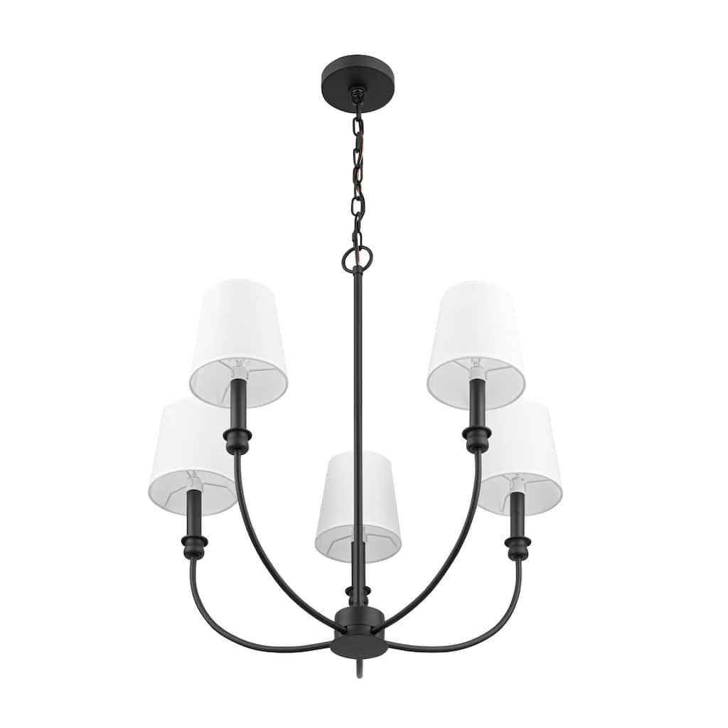 Prominence Home Billet 5-Light Chandelier with Fabric Shades