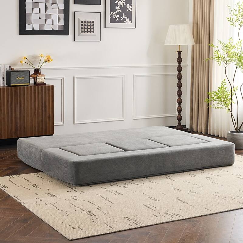 Convertible Sectional Sofa With 3 Storage Ottomans - High-Resilience Foam Sleeper, Space-Saving Chenille Floor Sofa