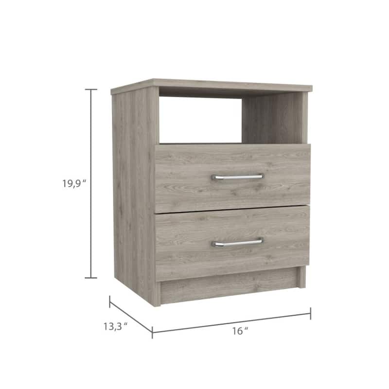 FM Furniture Oklahoma Nightstand with Two Drawers, and One Shelf